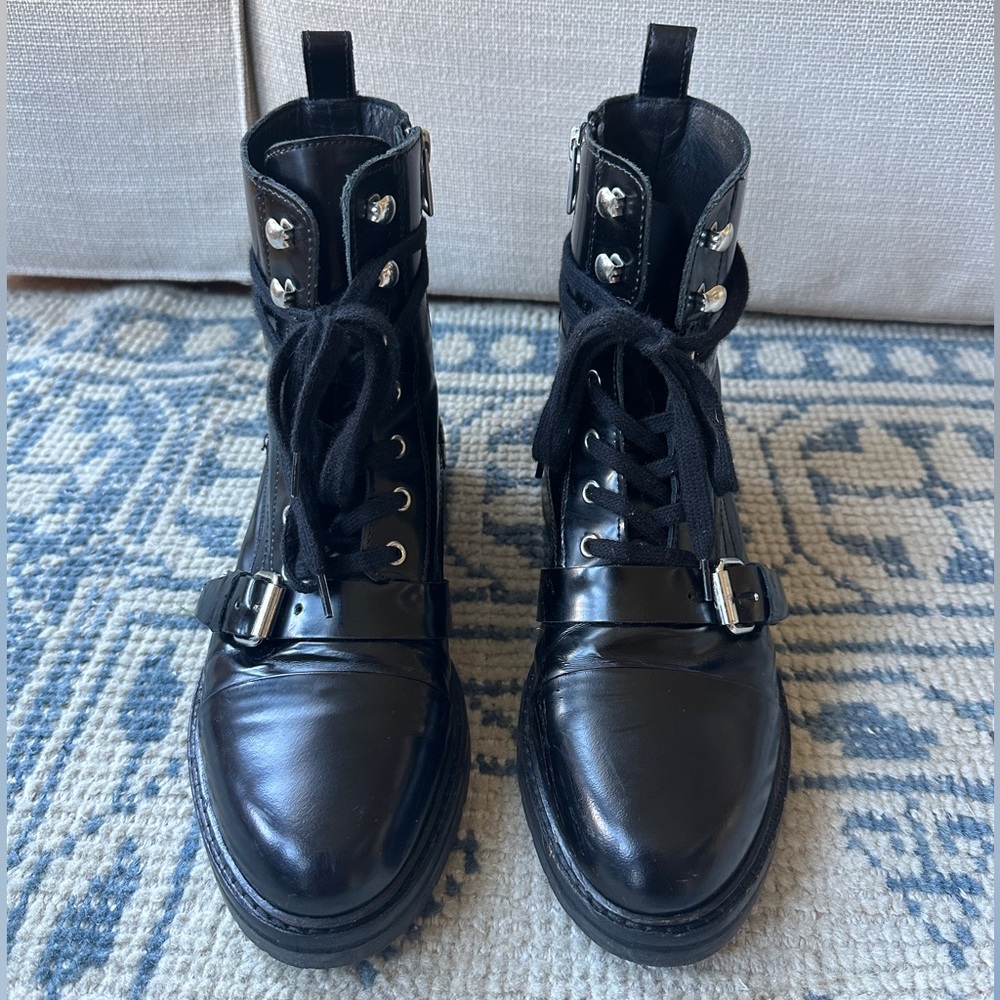 ALL SAINTS Donita leather lug-sole boots